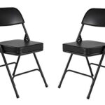 (2 Pack) NPS 3200 Series Premium 2″ Vinyl Upholstered Double Hinge Folding Chair, Black